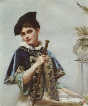 Portrait d’une dame noble portrait de femme Gustave Jean Jacquet Peinture à l'huile